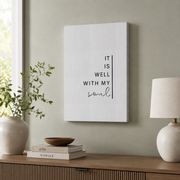 It Is Well With My Soul Christian Wall Art, Minimal Hymn Scripture Poster - Format: Stretched Canvas