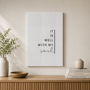 It Is Well With My Soul Christian Wall Art, Minimal Hymn Scripture Poster - Format: Stretched Canvas