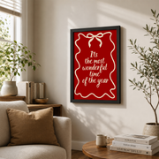 Its The Most Wonderful Time Christmas Wall Art Holiday Typography Poster Merry Christmas Decor Unframed - Format: Black Framed Poster
