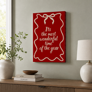 Its The Most Wonderful Time Christmas Wall Art Holiday Typography Poster Merry Christmas Decor Unframed - Format: Stretched Canvas