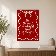 Its The Most Wonderful Time Christmas Wall Art Holiday Typography Poster Merry Christmas Decor Unframed - Format: Unframed Paper Poster