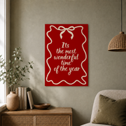 Its The Most Wonderful Time Christmas Wall Art Holiday Typography Poster Merry Christmas Decor Unframed - Format: Unframed Paper Poster