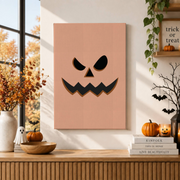 Jack O Lantern Halloween Print Cute Pastel Seasonal Wall Art Spooky Decor Poster - Format: Stretched Canvas