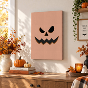 Jack O Lantern Halloween Print Cute Pastel Seasonal Wall Art Spooky Decor Poster - Format: Stretched Canvas