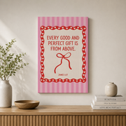 James 1:17 Christian Wall Art Coquette Bible Verse Poster Preppy Faith Decor Inspirational Room Decor UNFRAMED - Format: Stretched Canvas