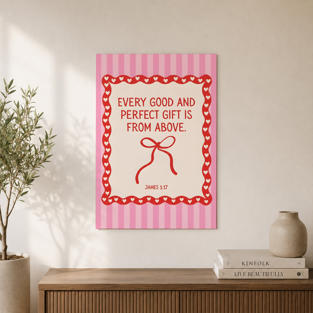 James 1:17 Christian Wall Art Coquette Bible Verse Poster Preppy Faith Decor Inspirational Room Decor UNFRAMED - Format: Unframed Paper Poster