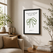 James 1:17 Coquette Green Bow Christian Wall Art Bible Verse Trendy Sage Housewarming Gift - Format: Black Framed Poster