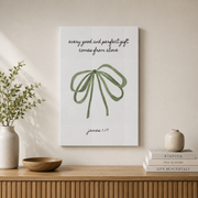 James 1:17 Coquette Green Bow Christian Wall Art Bible Verse Trendy Sage Housewarming Gift - Format: Stretched Canvas