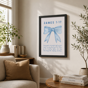 James 1:17 Coquette Room Decor Bible Verse Wall Art Christian Wall Art Apartment Housewarming Gift Bow Art Trendy Dorm Room Decor Poster Wall Art, Modern Wall Decor, 12x18 UNFRAMED - Format: Black Framed Poster