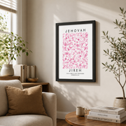 Jehovah Jireh Genesis 22:14, Preppy Pink Floral Christian Poster, Bible Verse Wall Art, Christian Merch Wall Art, Modern Wall Decor, 8x12 UNFRAMED - Format: Black Framed Poster