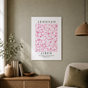 Jehovah Jireh Genesis 22:14, Preppy Pink Floral Christian Poster, Bible Verse Wall Art, Christian Merch Wall Art, Modern Wall Decor, 8x12 UNFRAMED - Format: Unframed Paper Poster