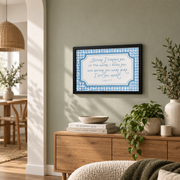 Jeremiah 1:5 Blue Gingham Christian Nursery Wall Art Poster - Format: Black Framed Poster