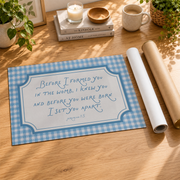 Jeremiah 1:5 Blue Gingham Christian Nursery Wall Art Poster - Format: Rolled Canvas