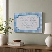 Jeremiah 1:5 Blue Gingham Christian Nursery Wall Art Poster - Format: Stretched Canvas