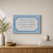 Jeremiah 1:5 Blue Gingham Christian Nursery Wall Art Poster - Format: Stretched Canvas