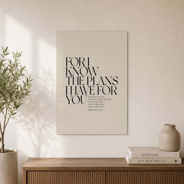 Jeremiah 29:11 For I Know The Plans I Have For You Print, Bible Verse Wall Art, Christian Wall Art, Prayer Room Wall Art, Baptism Gift UNFRAMED PAPER POSTER, Home Decor, Vintage Gift - Format: Unframed Paper Poster