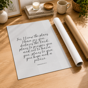 Jeremiah 29:11, Hand Lettered Scripture, Modern Christian Poster, Minimal Scripture Art, Bible Verse Print, Farmhouse Christian Wall Art, Modern Wall Decor, 16x24 UNFRAMED - Format: Rolled Canvas