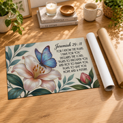 Jeremiah 29:11 Lily Butterfly Christian Wall Art, Inspirational Scripture Poster - Format: Rolled Canvas