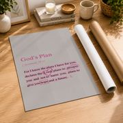 Jeremiah 29:11 Pink Christian Wall Art, Aesthetic Scripture Room Poster - Format: Rolled Canvas