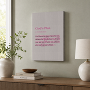Jeremiah 29:11 Pink Christian Wall Art, Aesthetic Scripture Room Poster - Format: Stretched Canvas