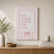 Jeremiah 29:11 Plans I Have For You Bible Verse Wall Art Modern Christian Girl Nursery Scripture Quote - Format: Stretched Canvas