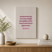 Jeremiah 29 11 Wall Art Pastel Pink Christian Wall Art Christian Bible Verse Print Biblical Wall Art Modern Pink Christian Aesthetic Art NO FRAMED POSTER - Format: Stretched Canvas