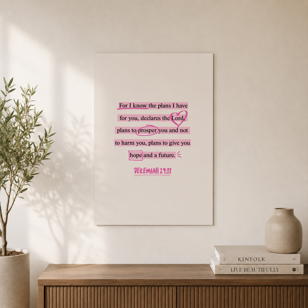 Jeremiah 29 11 Wall Art Pastel Pink Christian Wall Art Christian Bible Verse Print Biblical Wall Art Modern Pink Christian Aesthetic Art NO FRAMED POSTER - Format: Unframed Paper Poster
