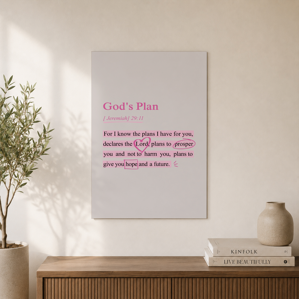 Jeremiah 29 11 Wall Art Pink Christian Wall Art Bible Verse Wall Art Christian Aesthetic Wall Art Scripture Wall Art Jesus Pink Room Decor NO FRAMED POSTER - Format: Unframed Paper Poster