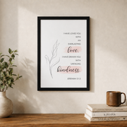 Jeremiah 31:3 Everlasting Love And Unfailing Kindness Bible Verse Wall Art, Christian Minimalist Scripture Print, Valentine'S Day Wall Art, Modern Wall Decor, 12x18 UNFRAMED - Format: Black Framed Poster
