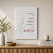 Jeremiah 31:3 Everlasting Love And Unfailing Kindness Bible Verse Wall Art, Christian Minimalist Scripture Print, Valentine'S Day Wall Art, Modern Wall Decor, 12x18 UNFRAMED - Format: Stretched Canvas