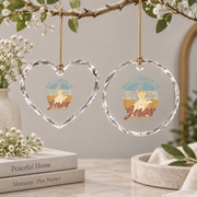 Jesus And Cat Faith Christian Glass Ornament - Material: Heart Glass Ornament