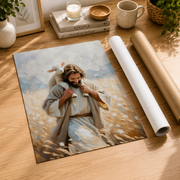 Jesus And Lamb Christian Wall Art, Carry You Home Faith Painting Poster - Format: Rolled Canvas