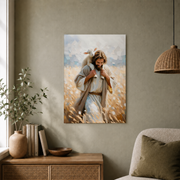 Jesus And Lamb Christian Wall Art, Carry You Home Faith Painting Poster - Format: Unframed Paper Poster