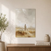 Jesus And The Lamb Christian Wall Art, Watercolor Good Shepherd Poster - Format: Unframed Paper Poster
