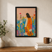 Jesus And Wildflowers Christian Wall Art, Colorful Watercolor Faith Poster - Format: Black Framed Poster