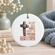 Jesus Bible Verse Faith Gift Glass Ornament - Material: Circle Ceramic Ornament