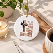 Jesus Bible Verse Faith Gift Glass Ornament - Material: Circle Ceramic Ornament