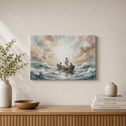 Jesus Calms The Storm Christian Wall Art, Faith Bible Story Poster - Format: Stretched Canvas