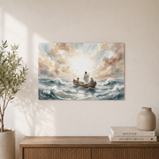 Jesus Calms The Storm Christian Wall Art, Faith Bible Story Poster - Format: Unframed Paper Poster