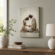 Jesus Comforting Woman Christian Wall Art, Faith and Healing Poster - Format: Stretched Canvas