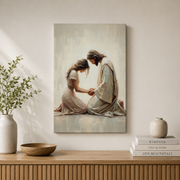 Jesus Comforting Woman Christian Wall Art, Faith and Healing Poster - Format: Stretched Canvas