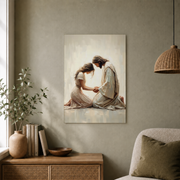 Jesus Comforting Woman Christian Wall Art, Faith and Healing Poster - Format: Unframed Paper Poster
