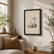 Jesus Feeds The 5000 Christian Wall Art, Abstract Boho Faith Poster - Format: Black Framed Poster