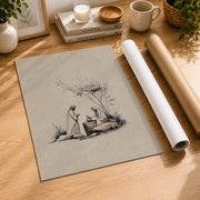 Jesus Feeds The 5000 Christian Wall Art, Abstract Boho Faith Poster - Format: Rolled Canvas
