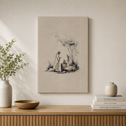 Jesus Feeds The 5000 Christian Wall Art, Abstract Boho Faith Poster - Format: Stretched Canvas