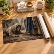Jesus Healing Woman Christian Wall Art, Touching The Hem Faith Poster - Format: Rolled Canvas