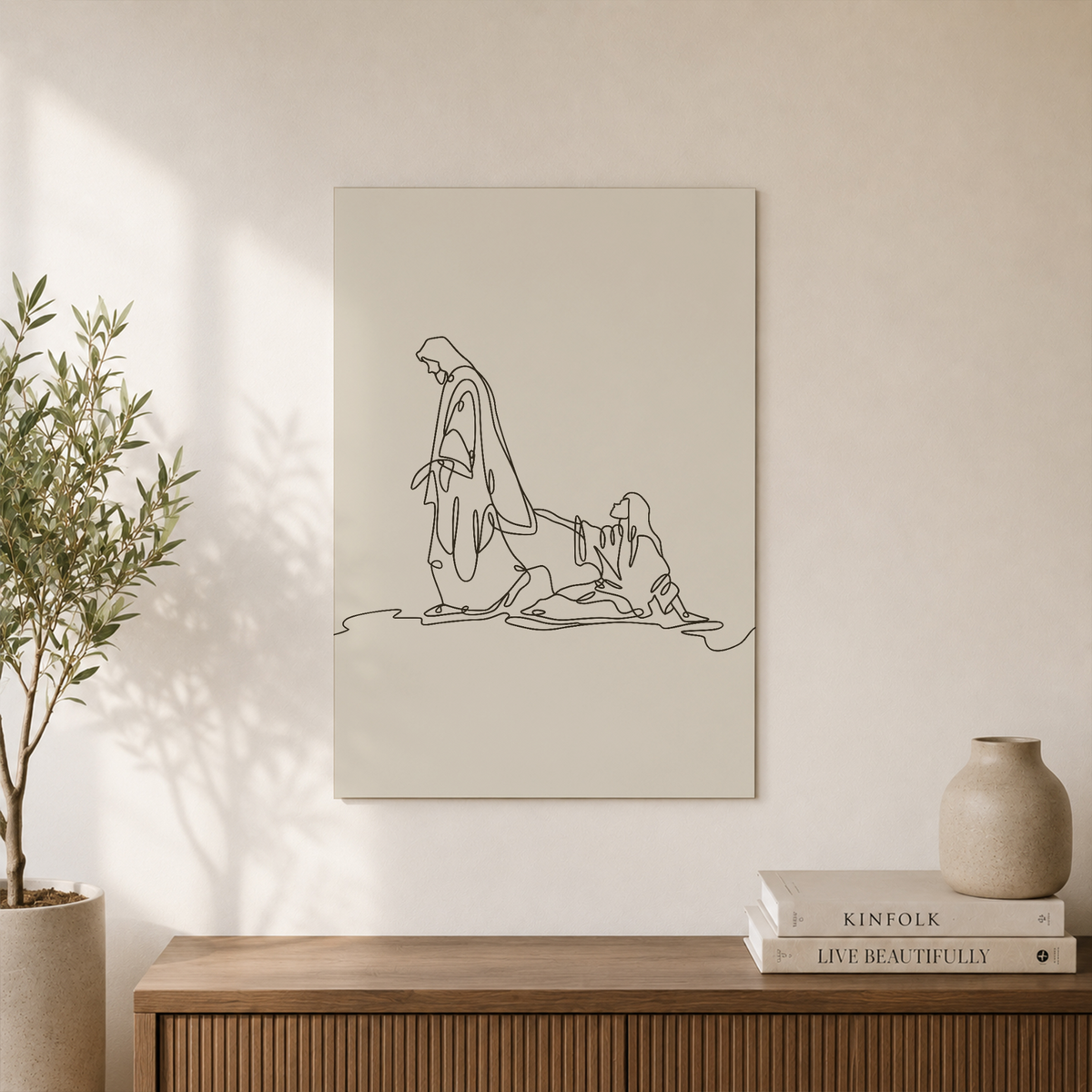 Jesus Heals A Woman Christian Wall Art, Minimalist Boho Scripture Poster - Format: Unframed Paper Poster