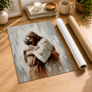 Jesus Hugging Man Christian Wall Art, Comfort and Support Faith Poster - Format: Rolled Canvas