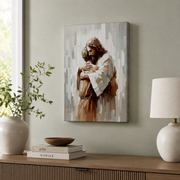 Jesus Hugging Man Christian Wall Art, Comfort and Support Faith Poster - Format: Stretched Canvas
