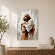 Jesus Hugging Man Christian Wall Art, Comfort and Support Faith Poster - Format: Unframed Paper Poster